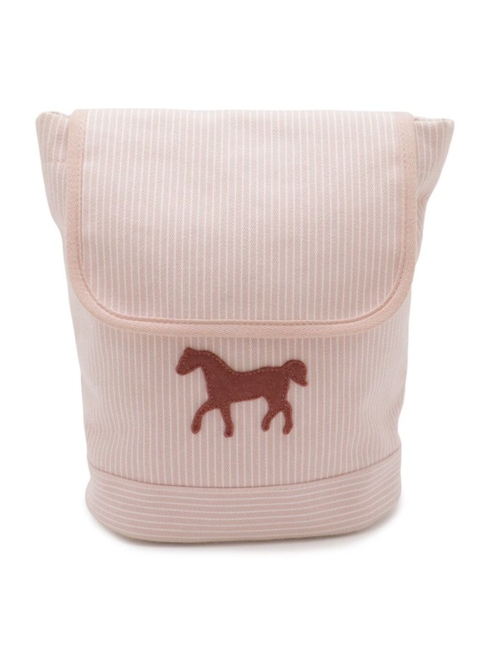 Hermes Caval Color Backpack Kids Children's Horse Stripe Cotton Pink White